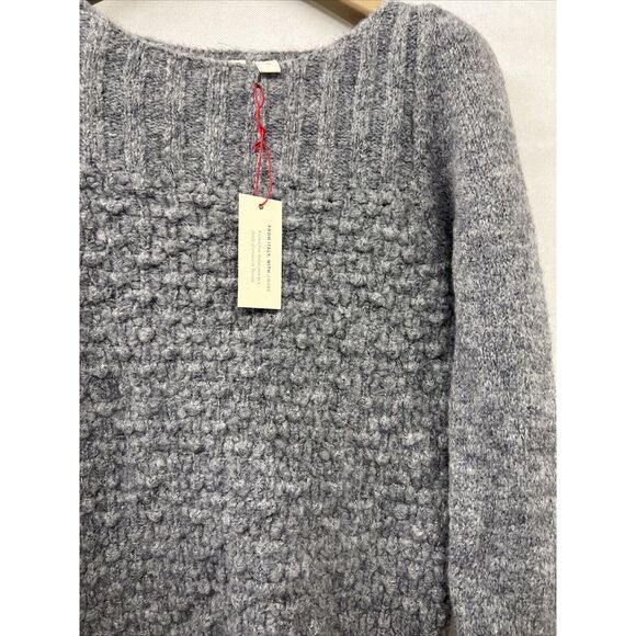 NEW ANTHROPOLOGIE MEADOW RUE KENAI TEXTURED PULLOVER SWEATER TOP GREY XS XSMALL - Picture 2 of 8